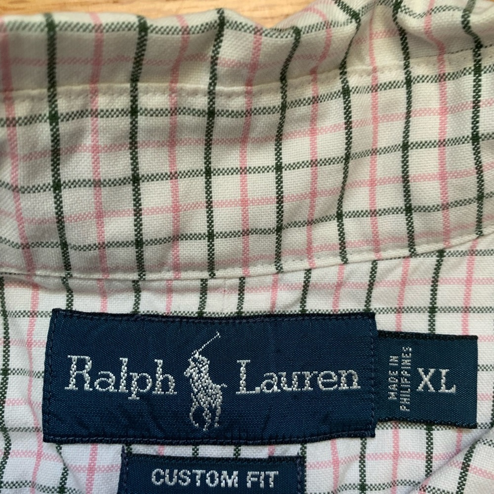 Ralph Lauren Plaid Cream Button Down Long Sleeve Size XL. Custom Fit - Picture 4 of 7
